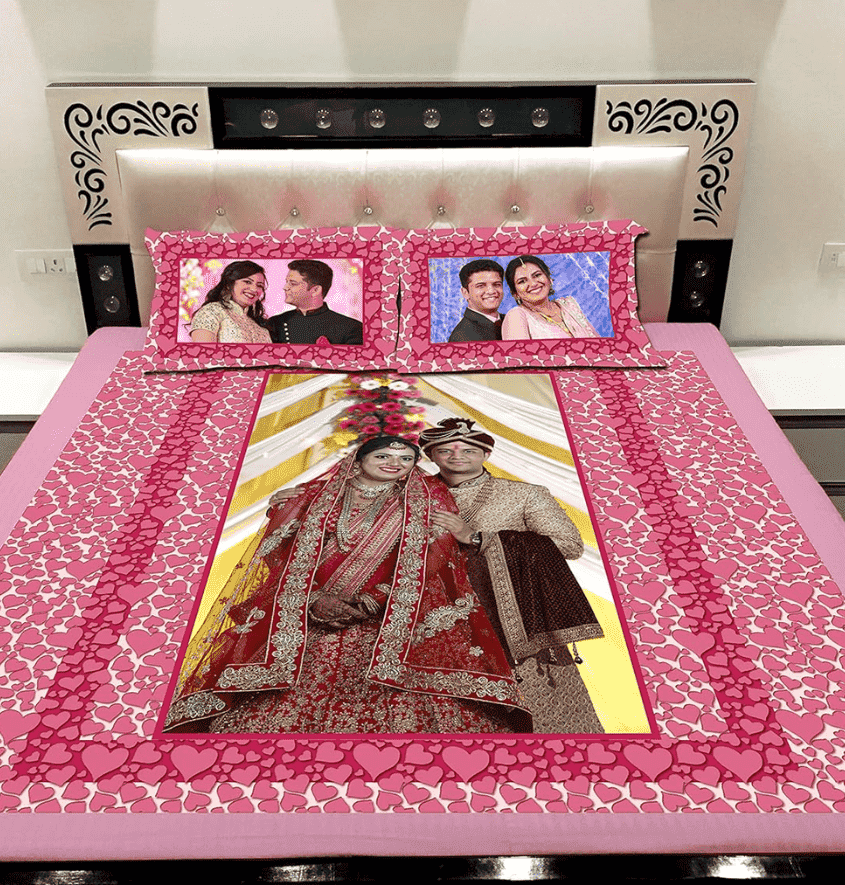 Cotton Customized Photo Print Bedsheet for Double Bed