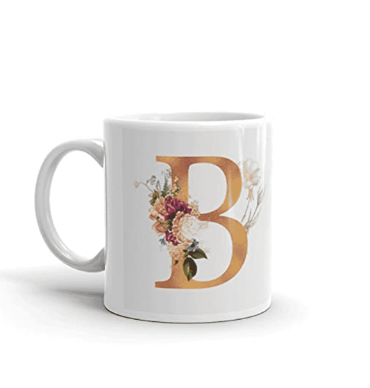 Penguin Prints Alphabet Mugs Letter A To Z Mug Floral Design Printed Ceramic Coffee Mug & Tea Cup