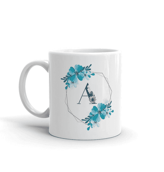 Penguin Prints Alphabet Mugs Letter A To Z Mug Floral Design Printed Ceramic Coffee Mug & Tea Cup